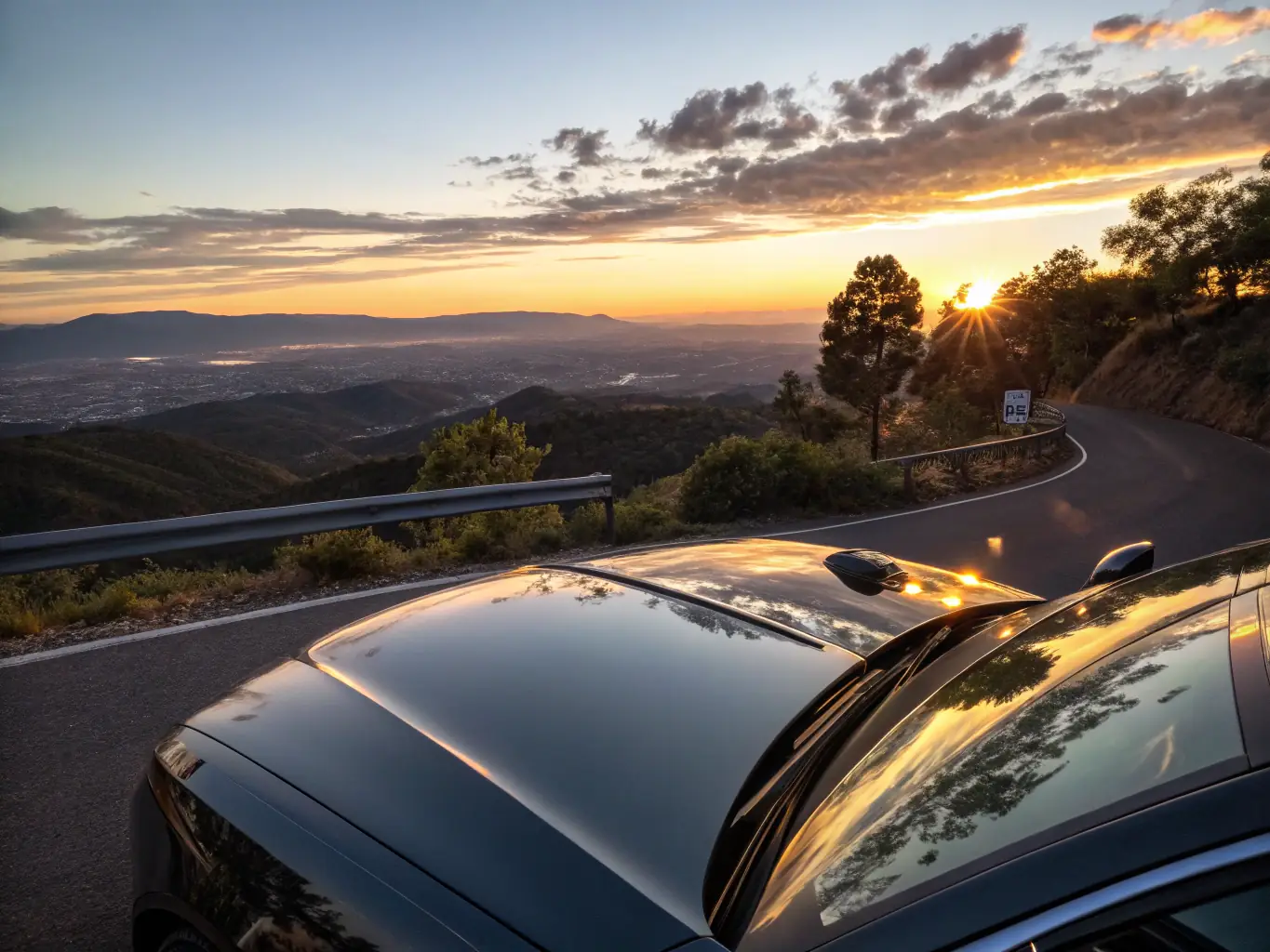 A luxury car with nano ceramic window tint, parked in bright sunlight, emphasizing its superior heat rejection, UV protection, and lifetime warranty.